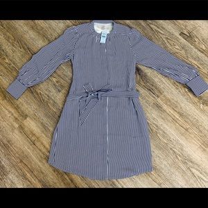 Anne Taylor Blue/White Stripe Shirt Dress NWT XSP